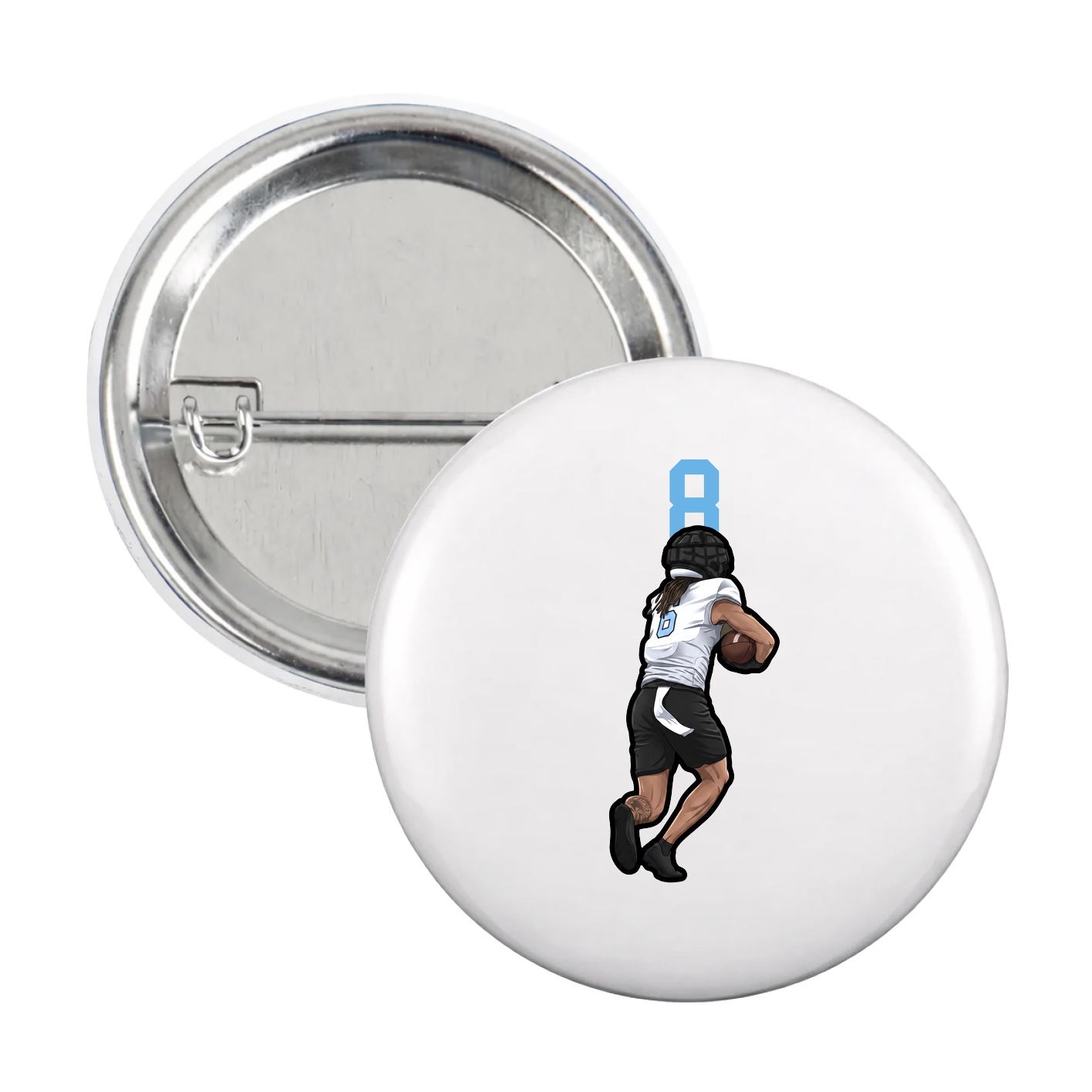 Game Day Button — Number Top in White