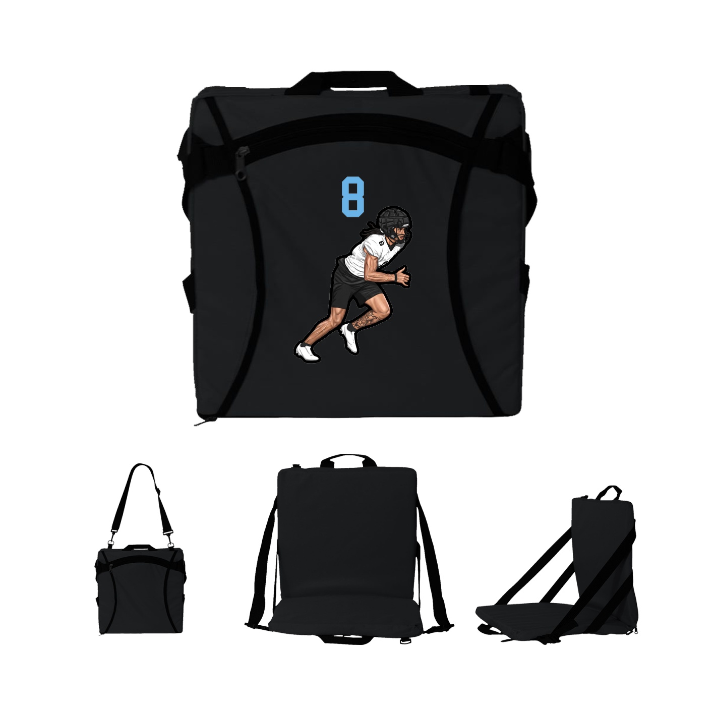 Folding Stadium Seat — Number Top in Black