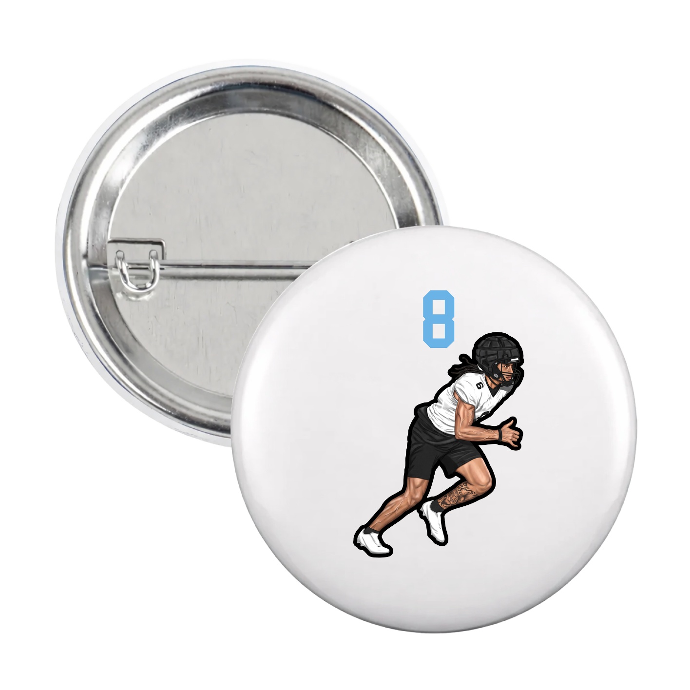 Game Day Button — Number Top in White