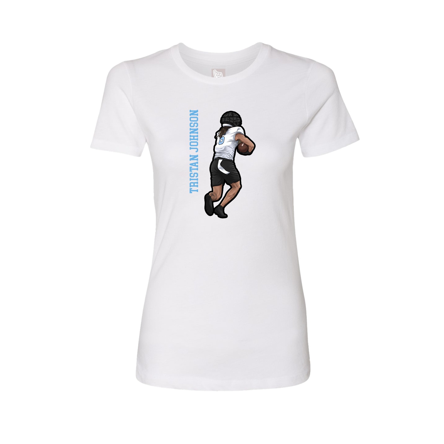 Fitted Women's Tee — Name Vertical in White
