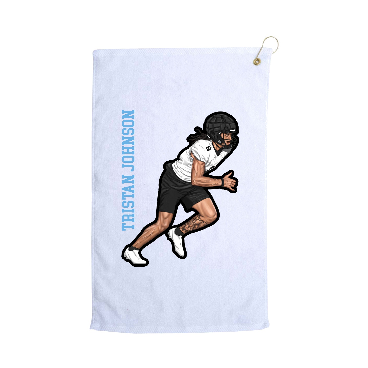 Golf Towel — Name Vertical in White