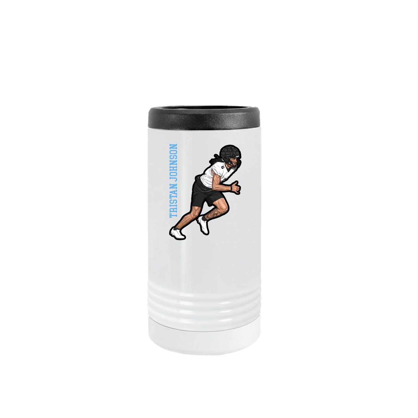 Slim Beverage Holder — Name Vertical in White