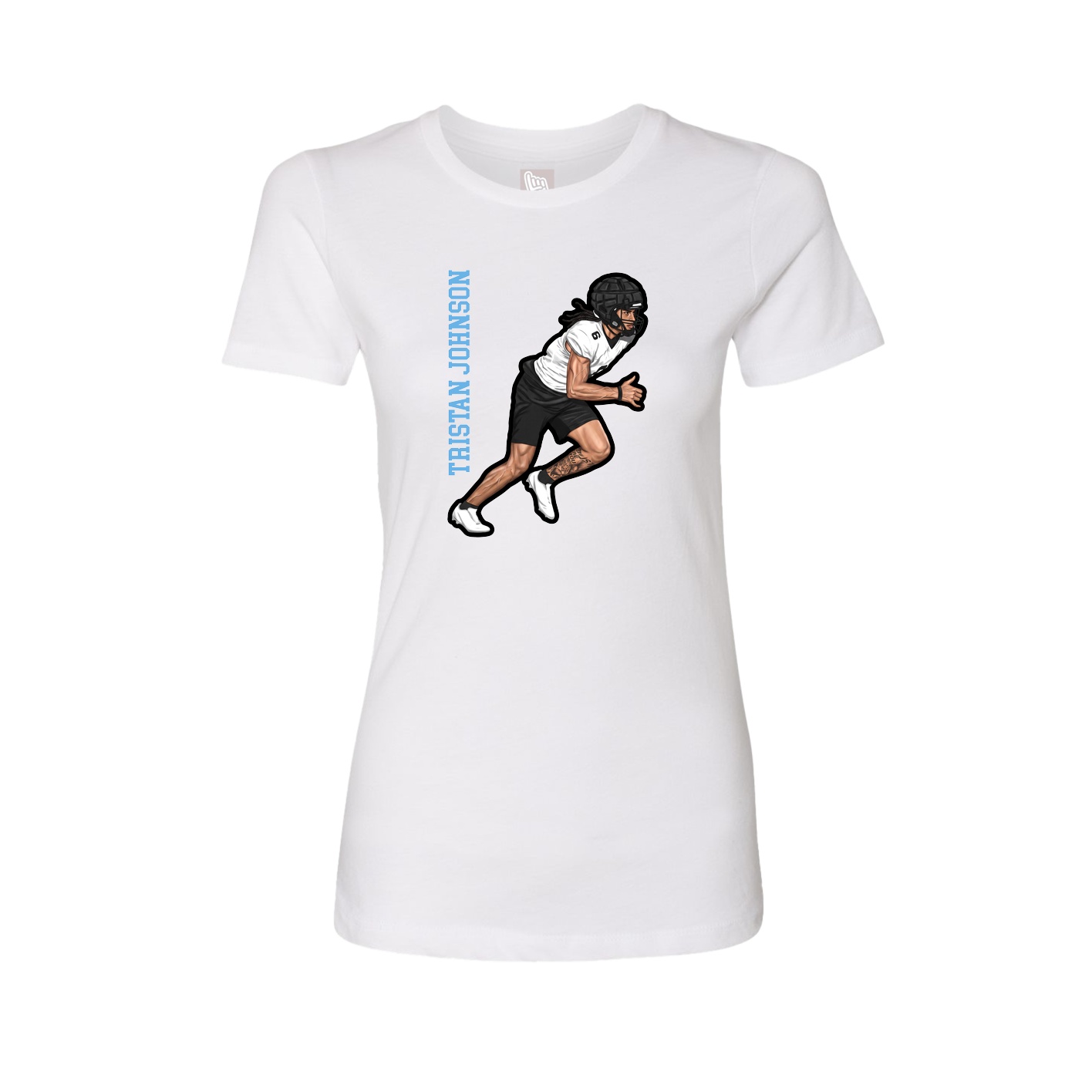 Fitted Women's Tee — Name Vertical in White