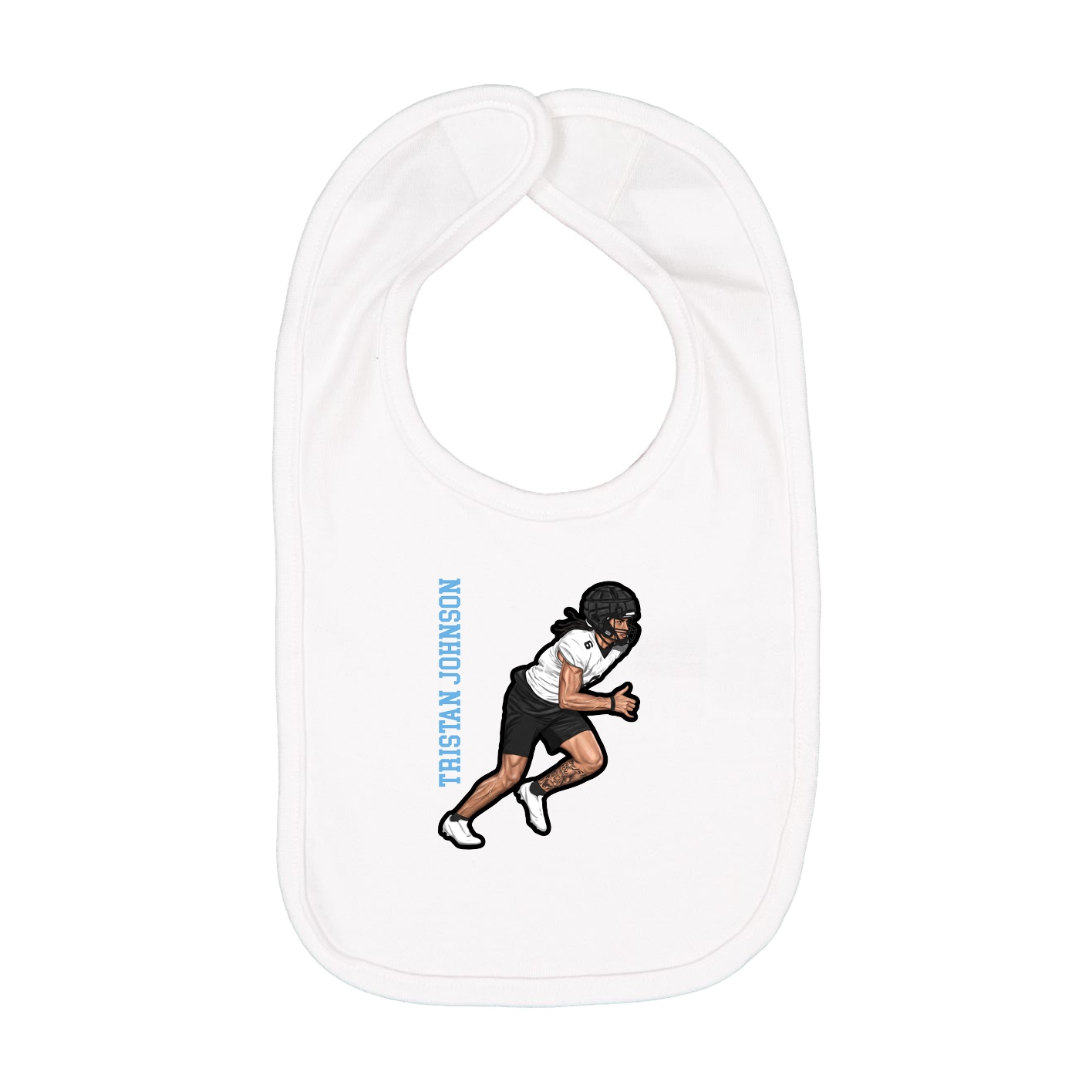 Infant Bib — Name Vertical in White