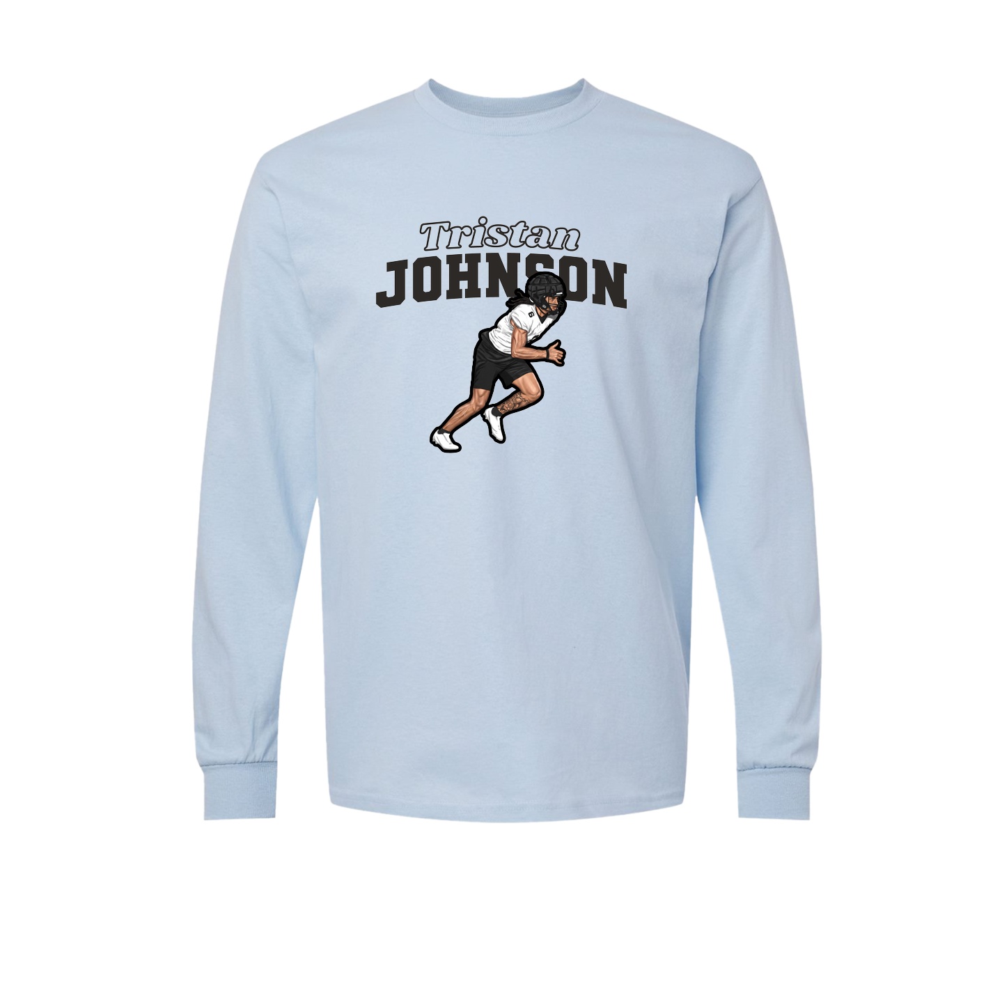 Long Sleeve Tee — Name Arch in Light Blue