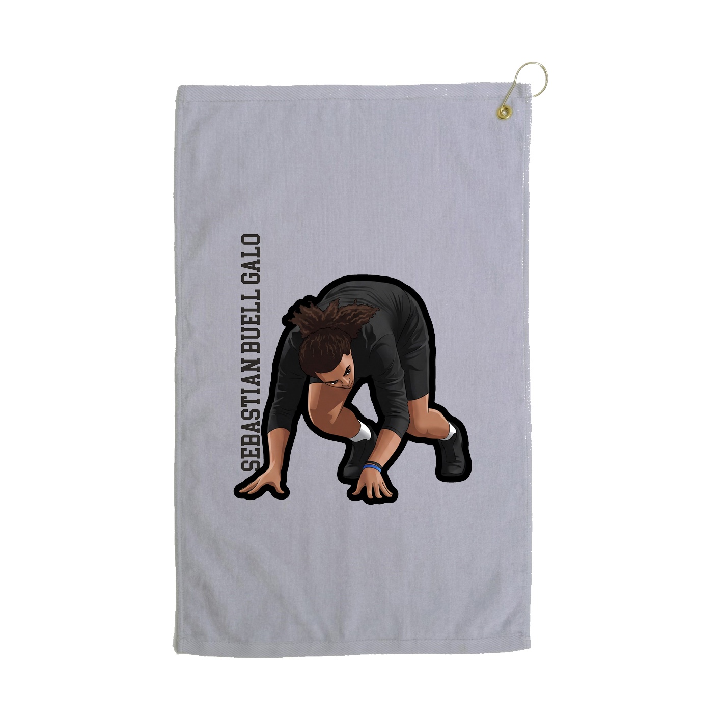 Golf Towel — Name Vertical in Grey
