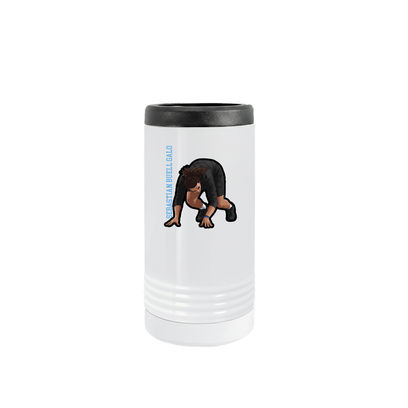 Slim Beverage Holder — Name Vertical in White