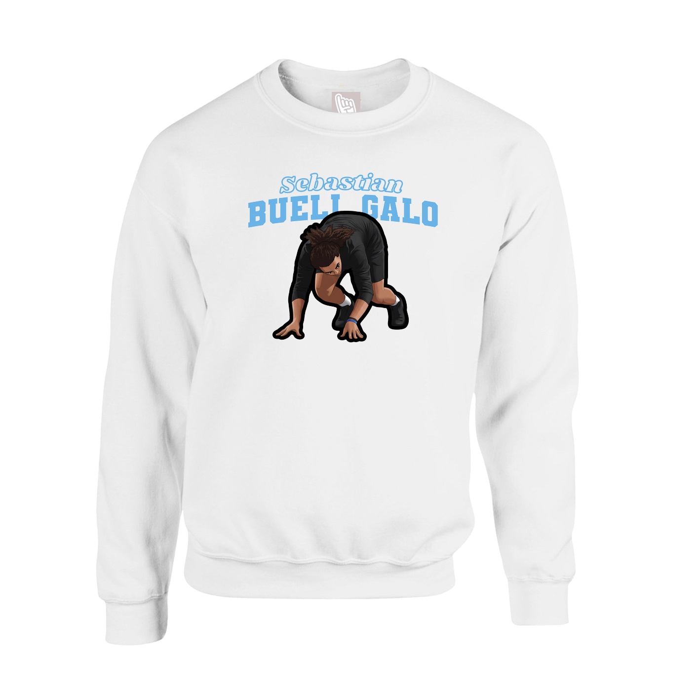 Fleece Crew — Name Arch in White