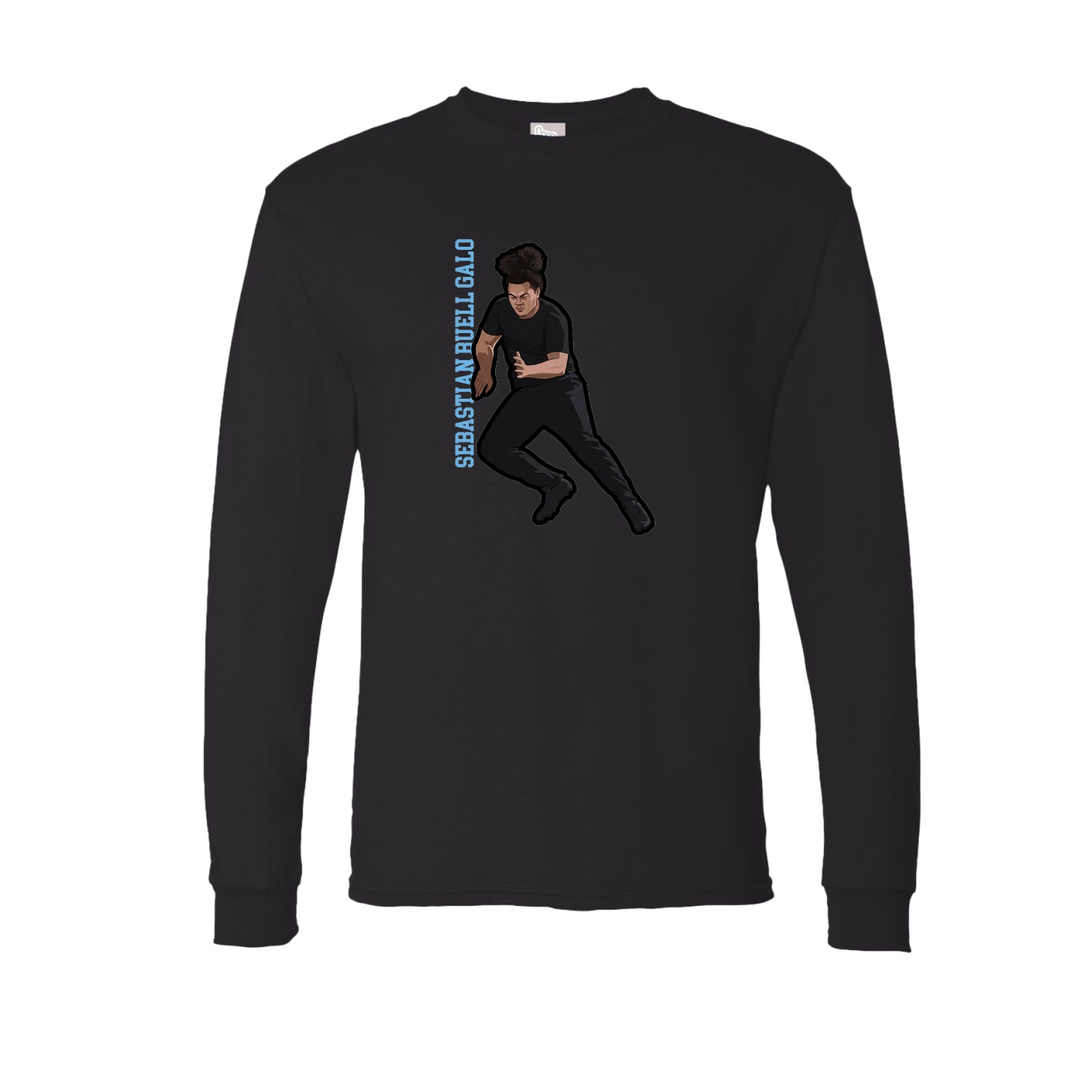Long Sleeve Tee — Name Vertical in Black