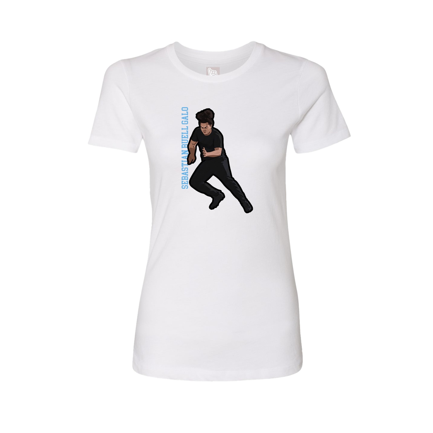 Fitted Women's Tee — Name Vertical in White