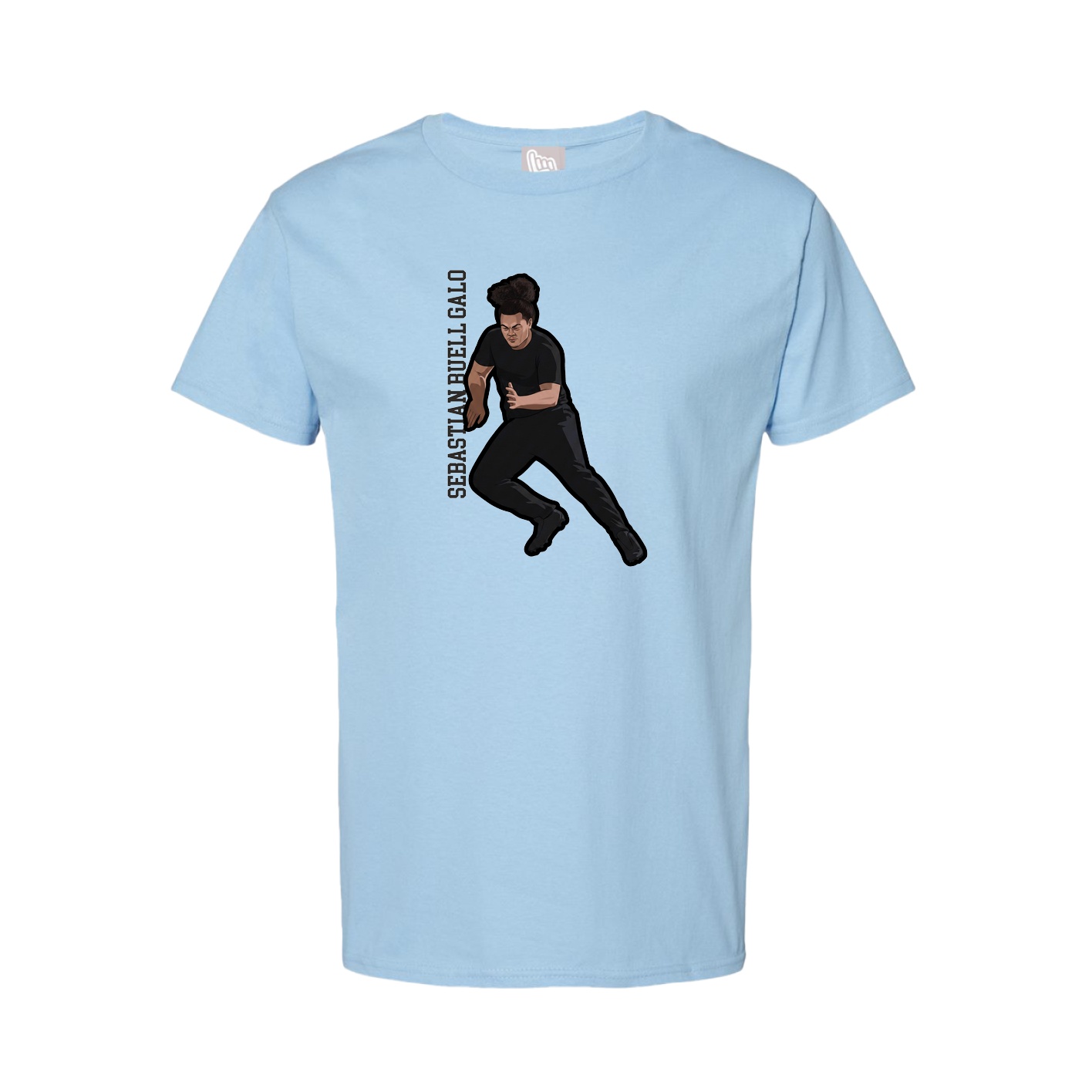 Youth Tee — Name Vertical in Light Blue