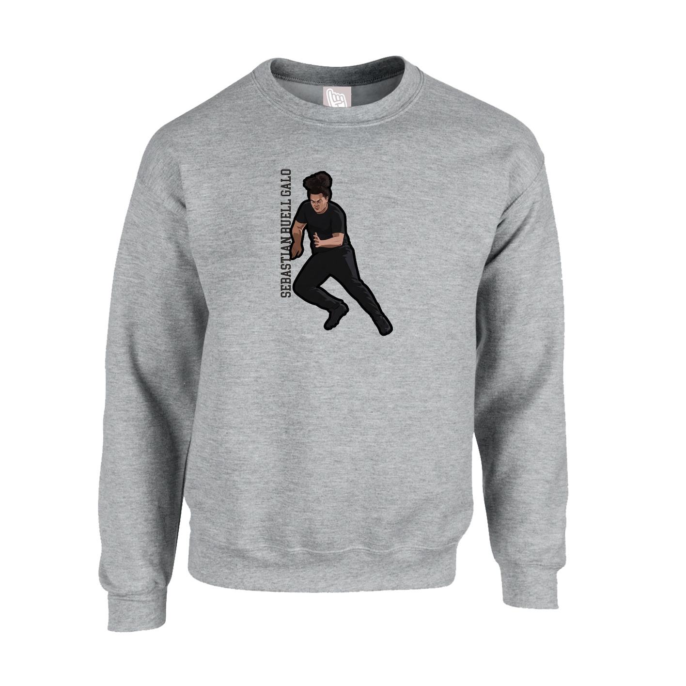 Fleece Crew — Name Vertical in Grey