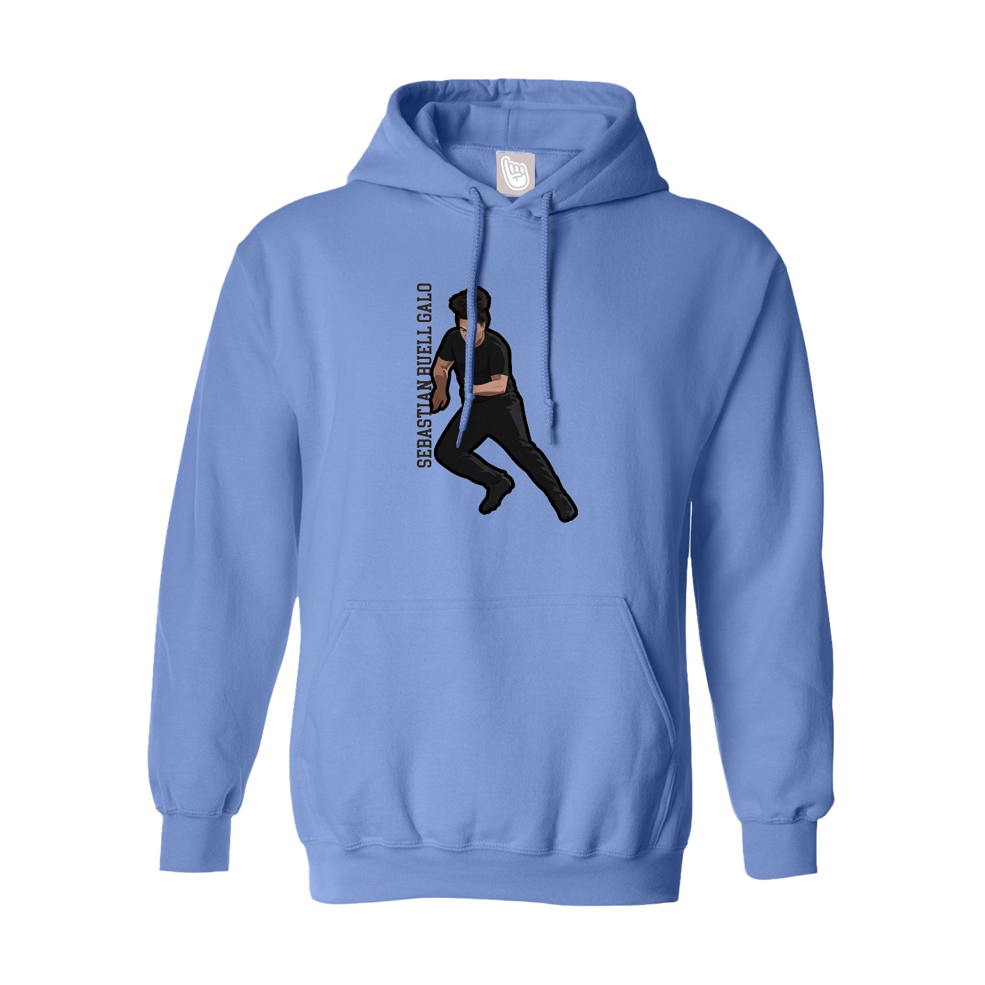 Youth Hoodie — Name Vertical in Powder Blue