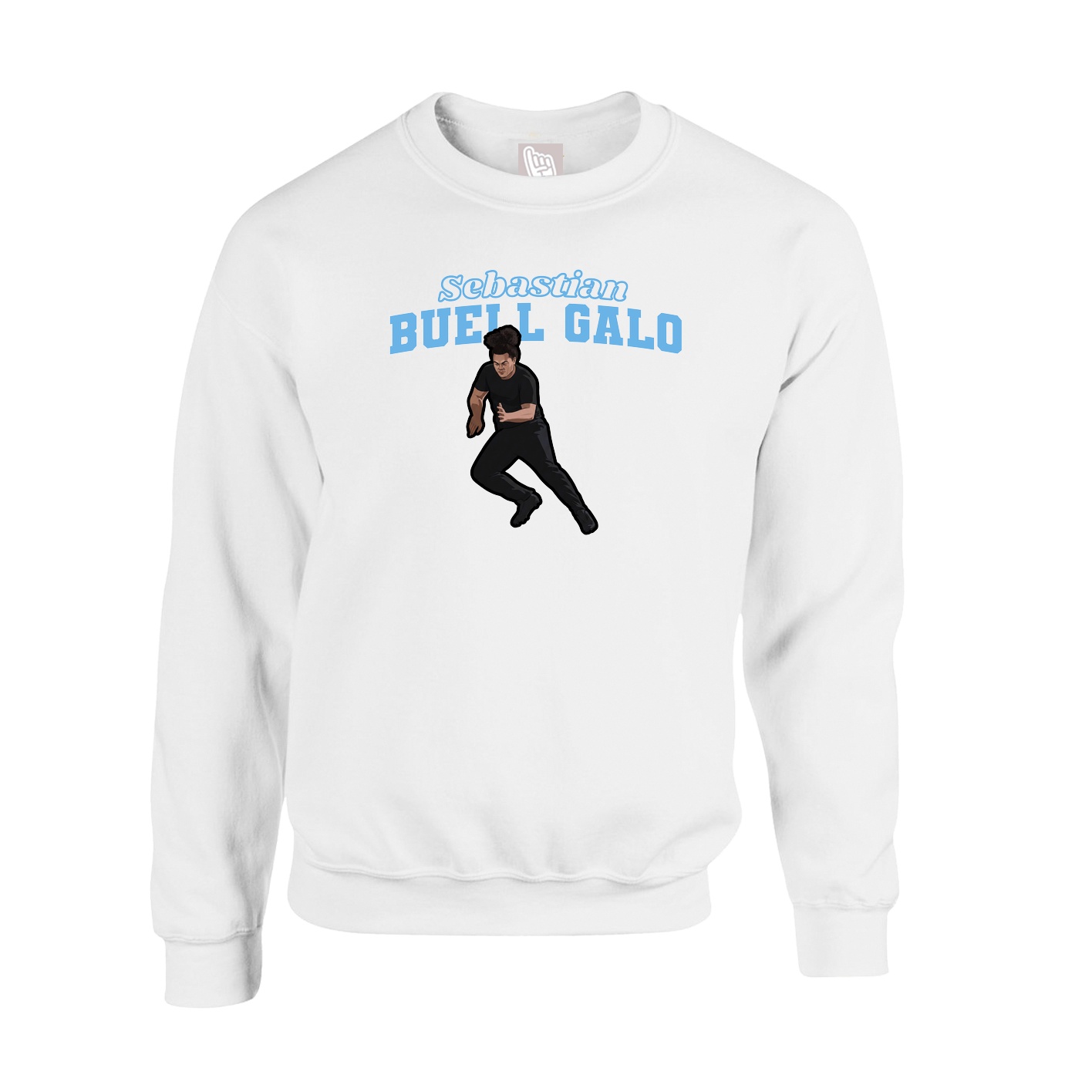 Fleece Crew — Name Arch in White