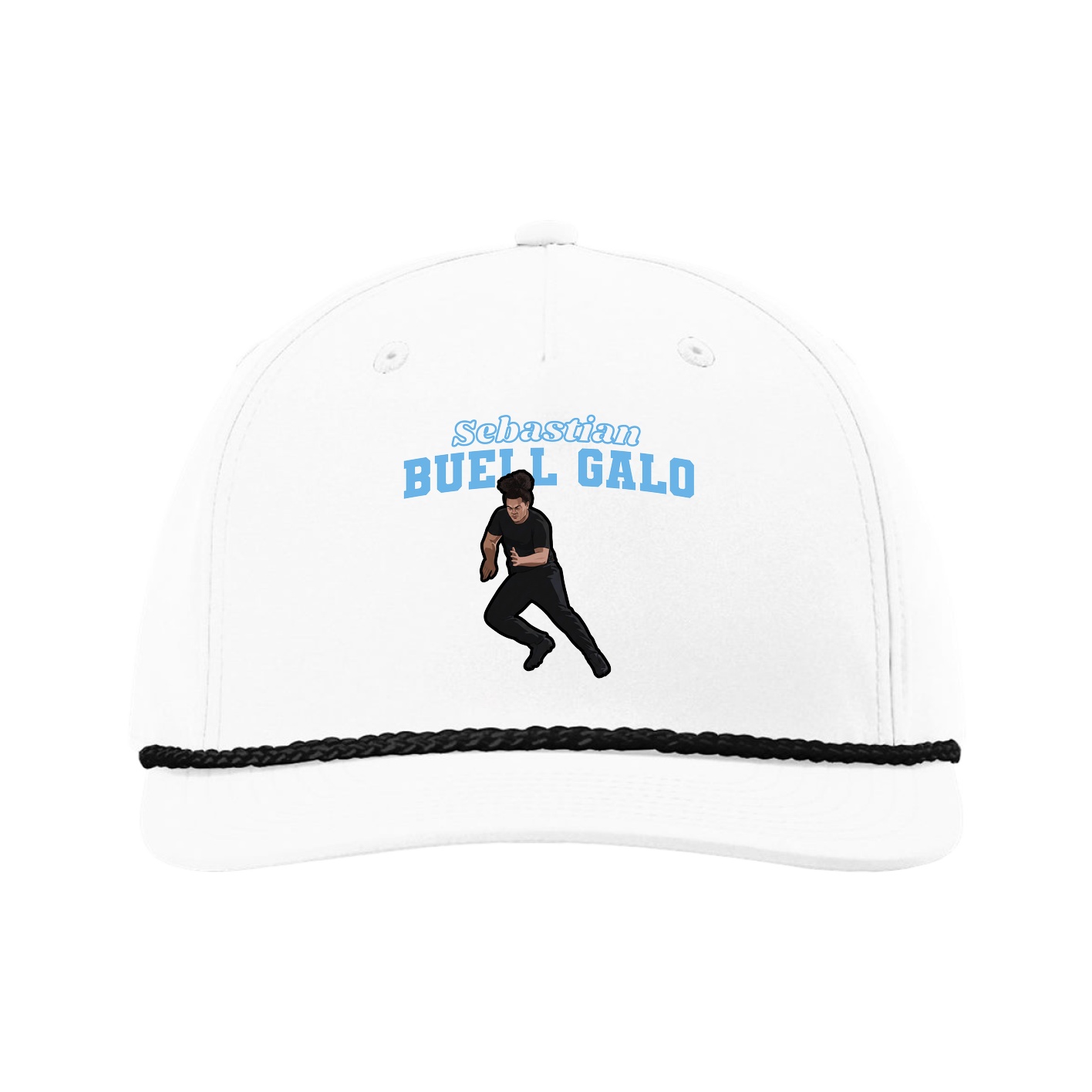 Five-Panel Classic Rope Cap — Name Arch in White