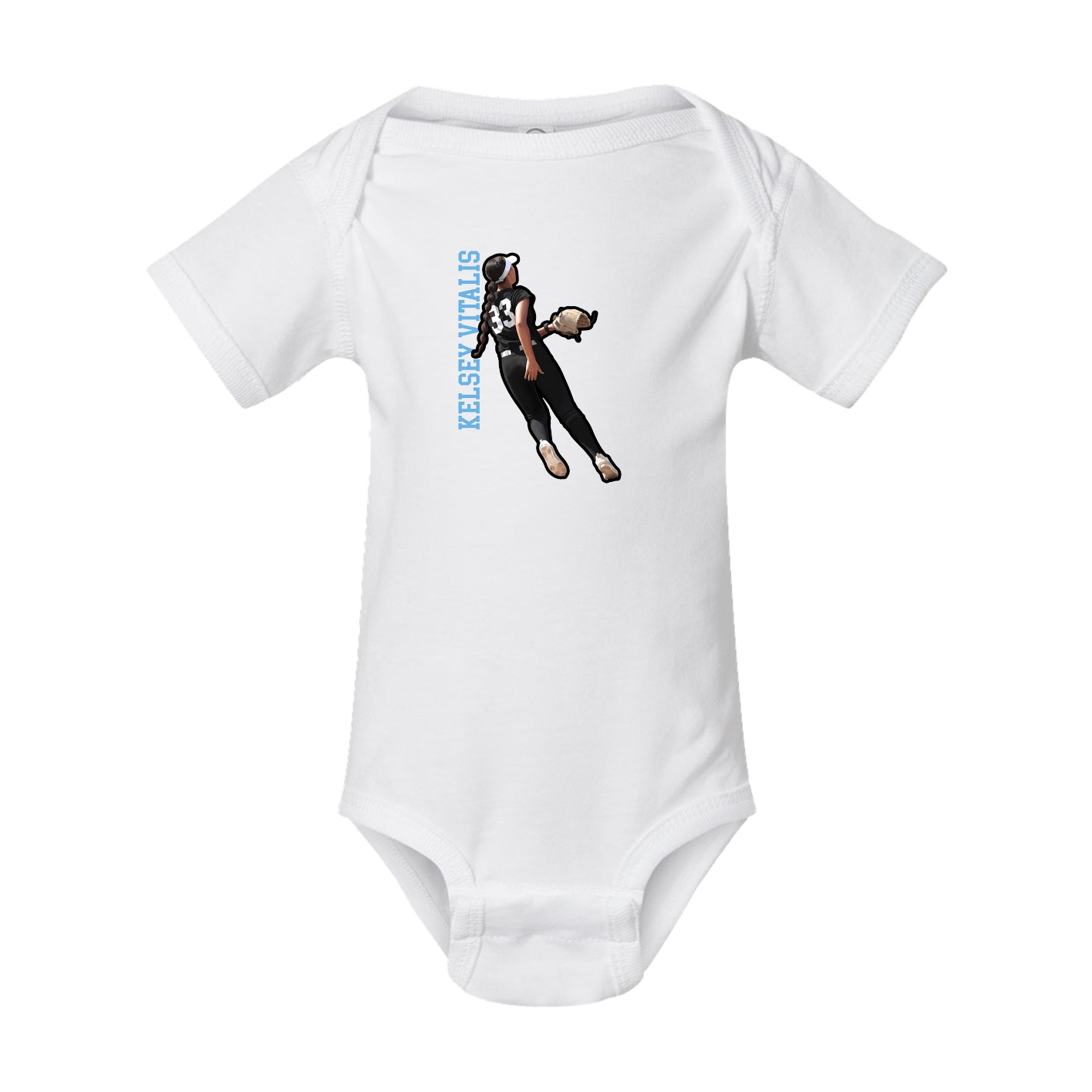 Baby Onesie — Name Vertical in White