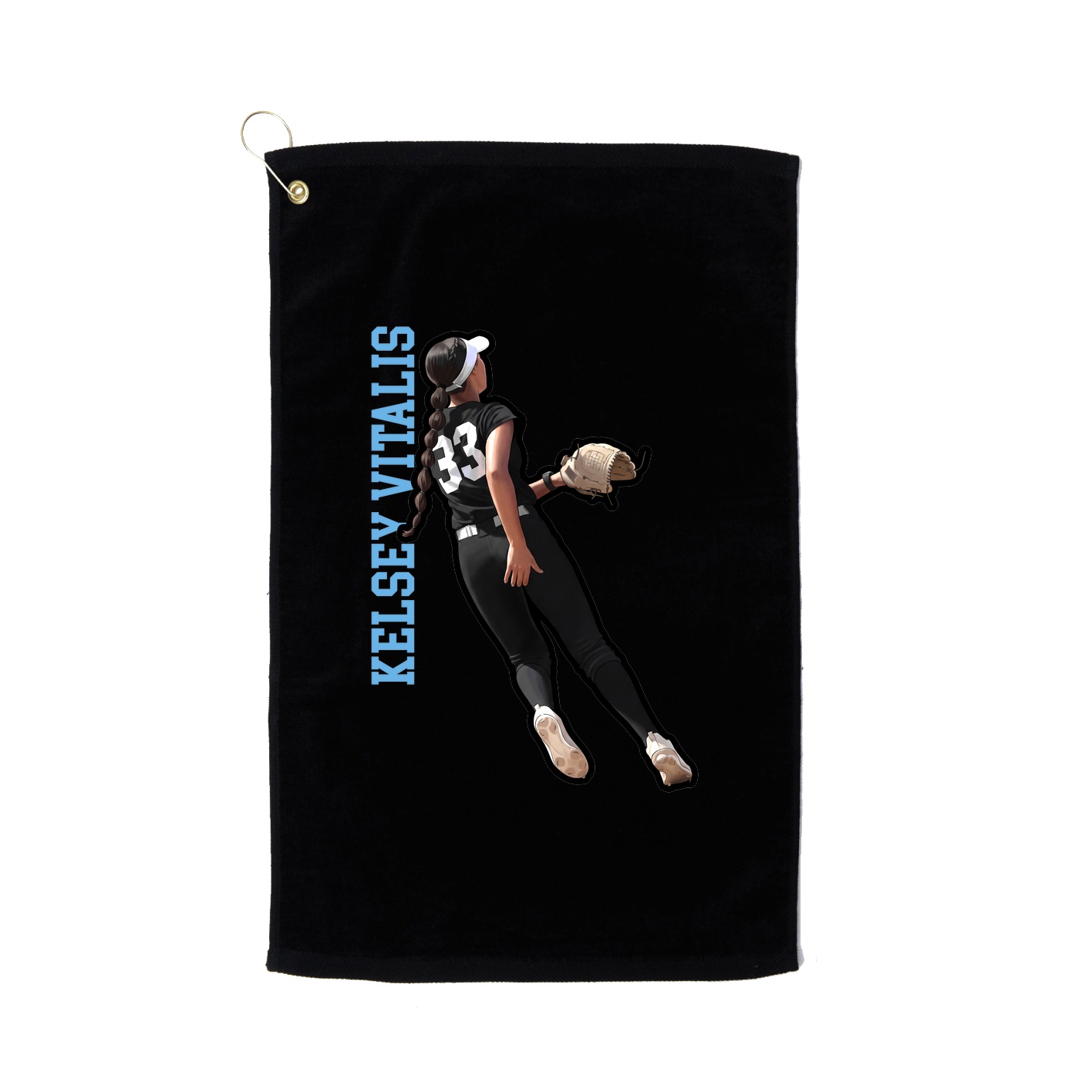 Golf Towel — Name Vertical in Black