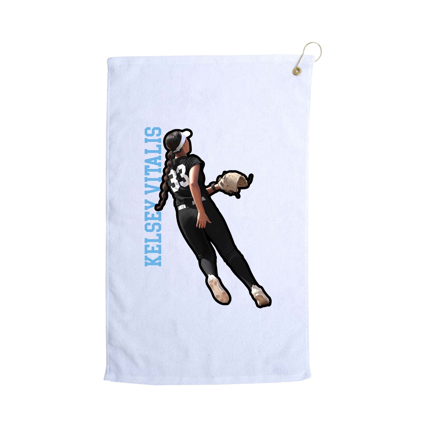 Golf Towel — Name Vertical in White