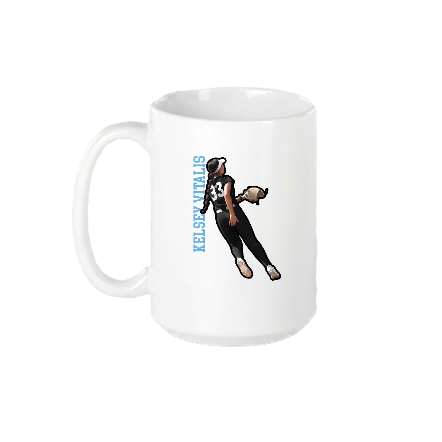 15oz Coffee Mug — Name Vertical in White