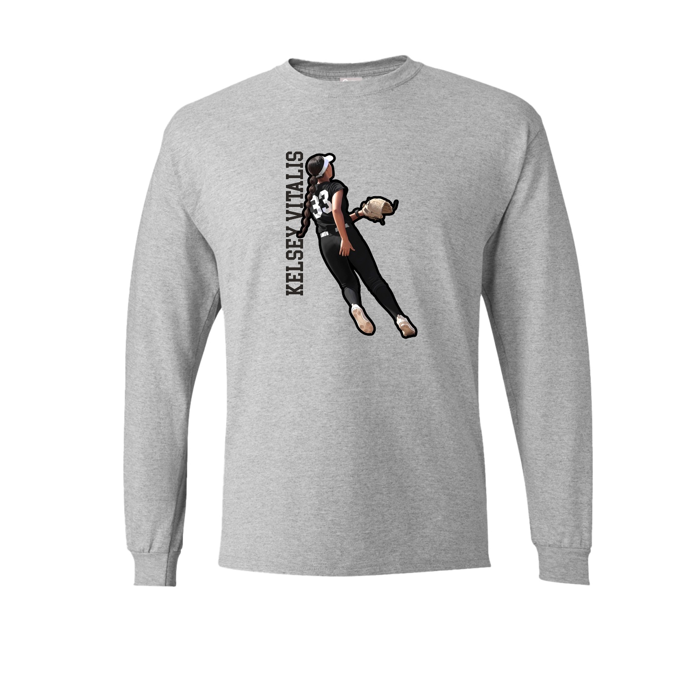 Long Sleeve Tee — Name Vertical in Grey