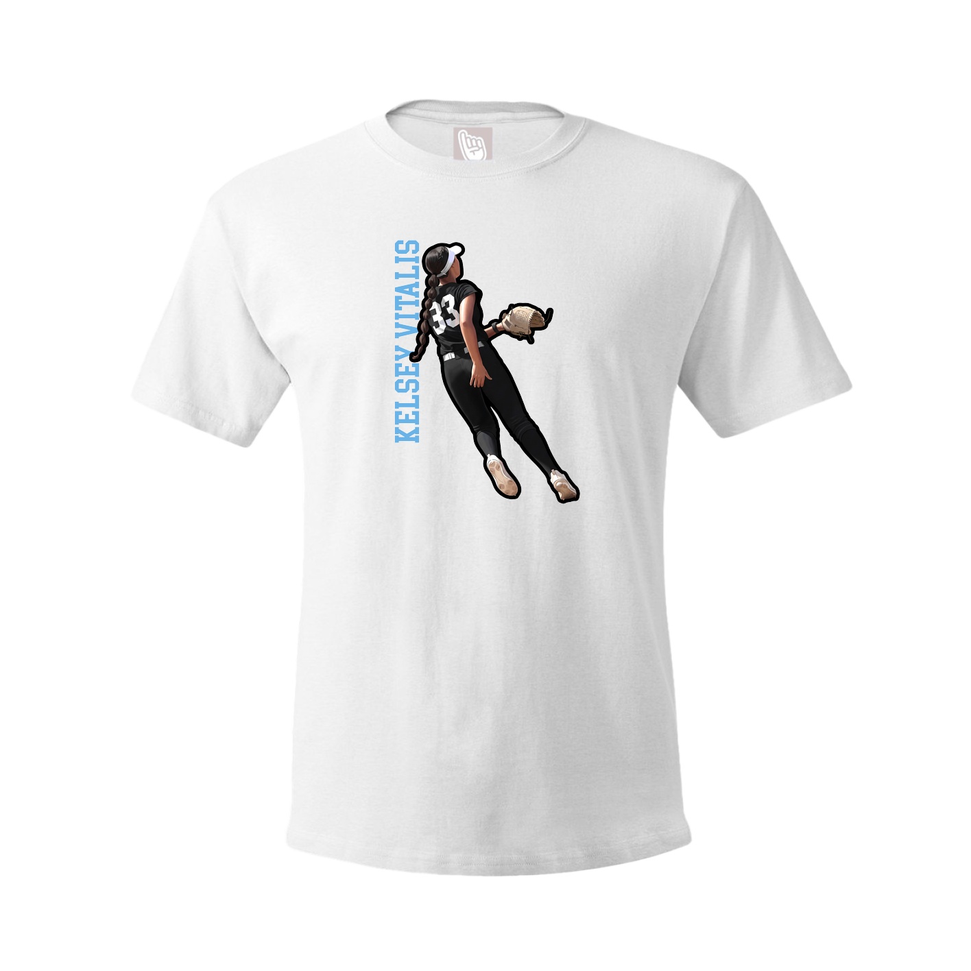 Youth Tee — Name Vertical in White