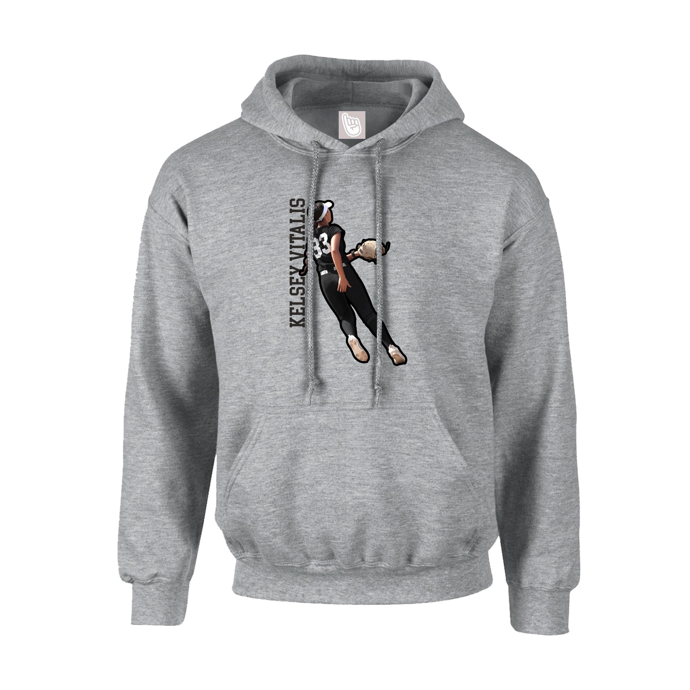 Youth Hoodie — Name Vertical in Grey