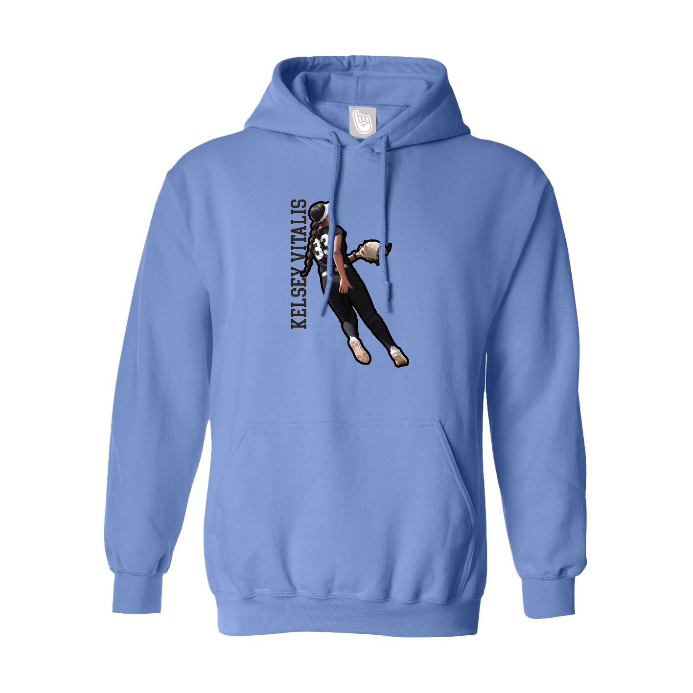 Youth Hoodie — Name Vertical in Powder Blue