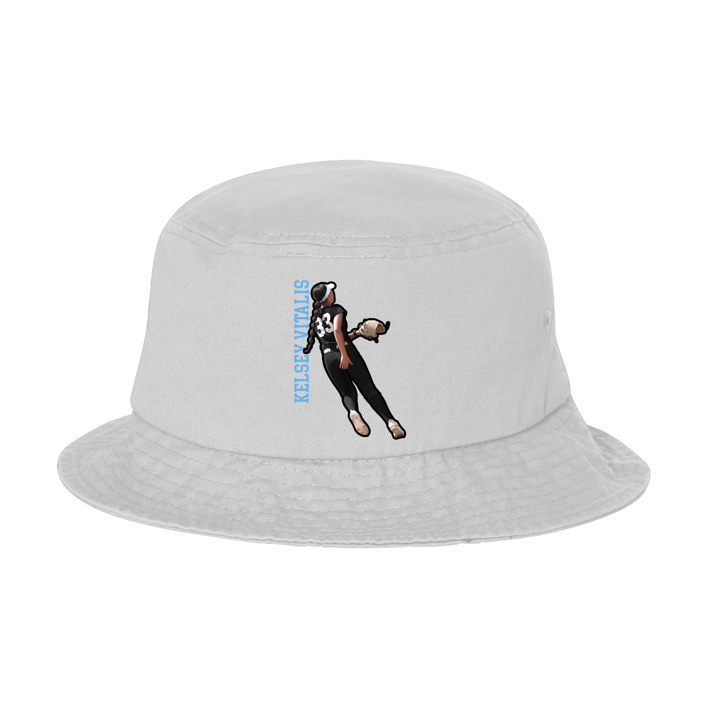Bucket Cap — Name Vertical in White