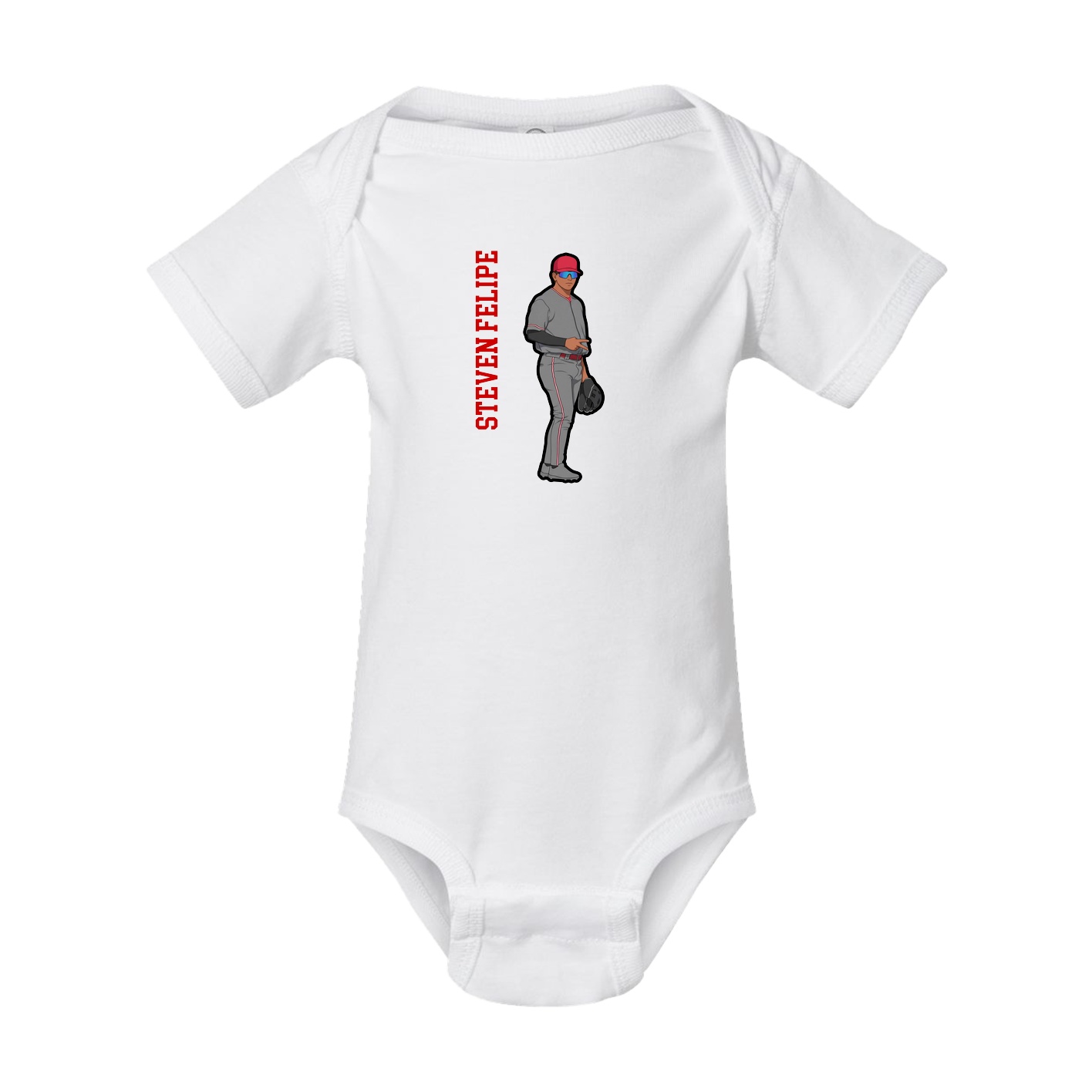 Baby Onesie — Name Vertical in White