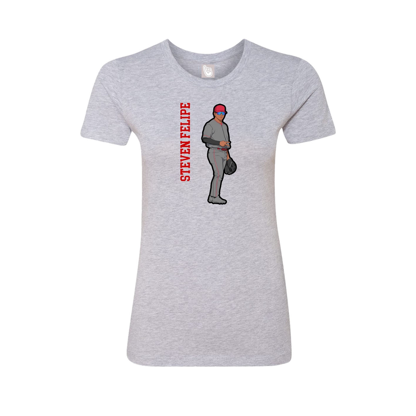 Womens Tee — Name Vertical in Grey