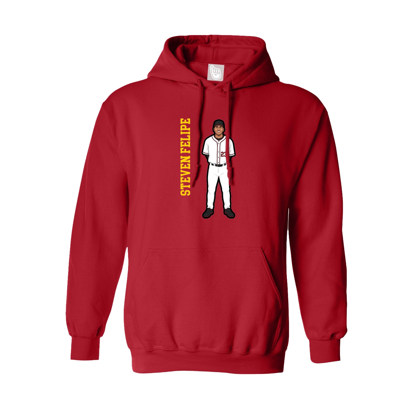 Youth Hoodie — Name Vertical in Red