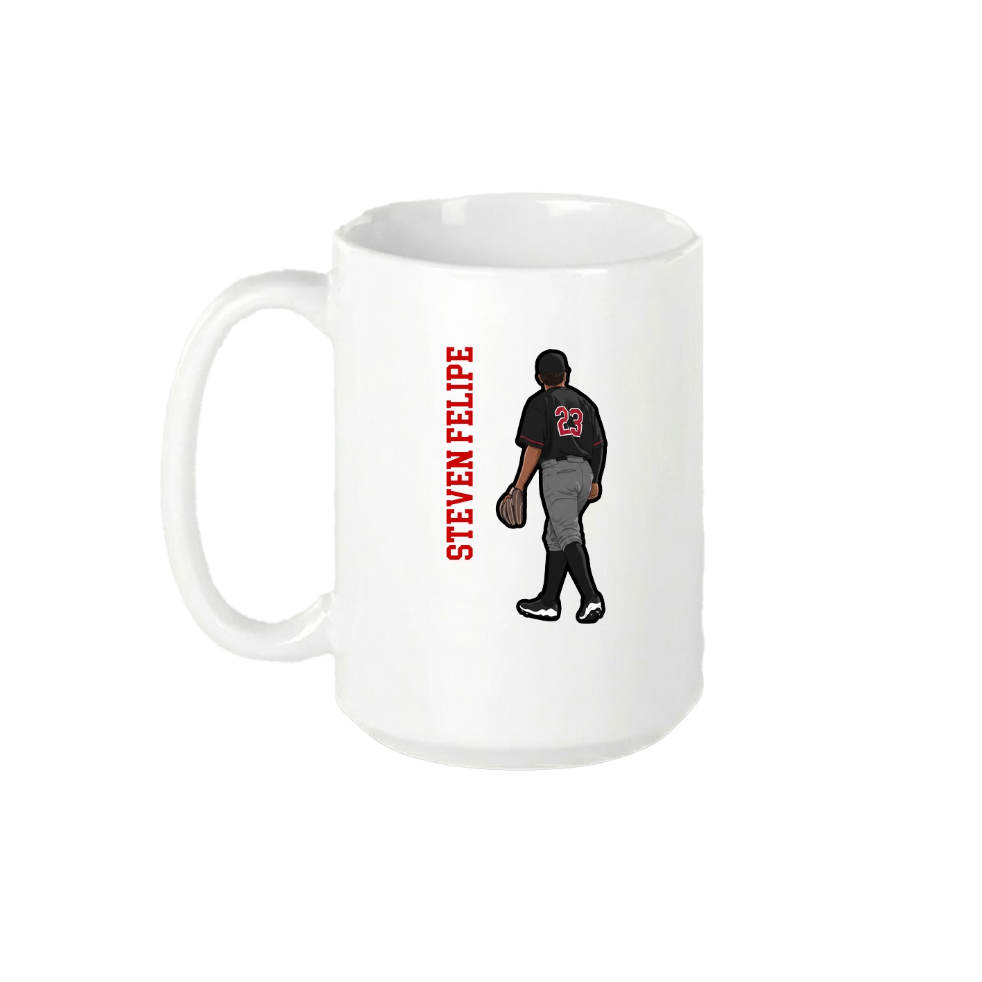 15oz Coffee Mug — Name Vertical in White