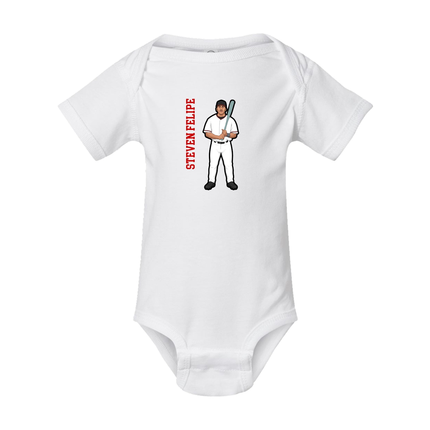 Baby Onesie — Name Vertical in White