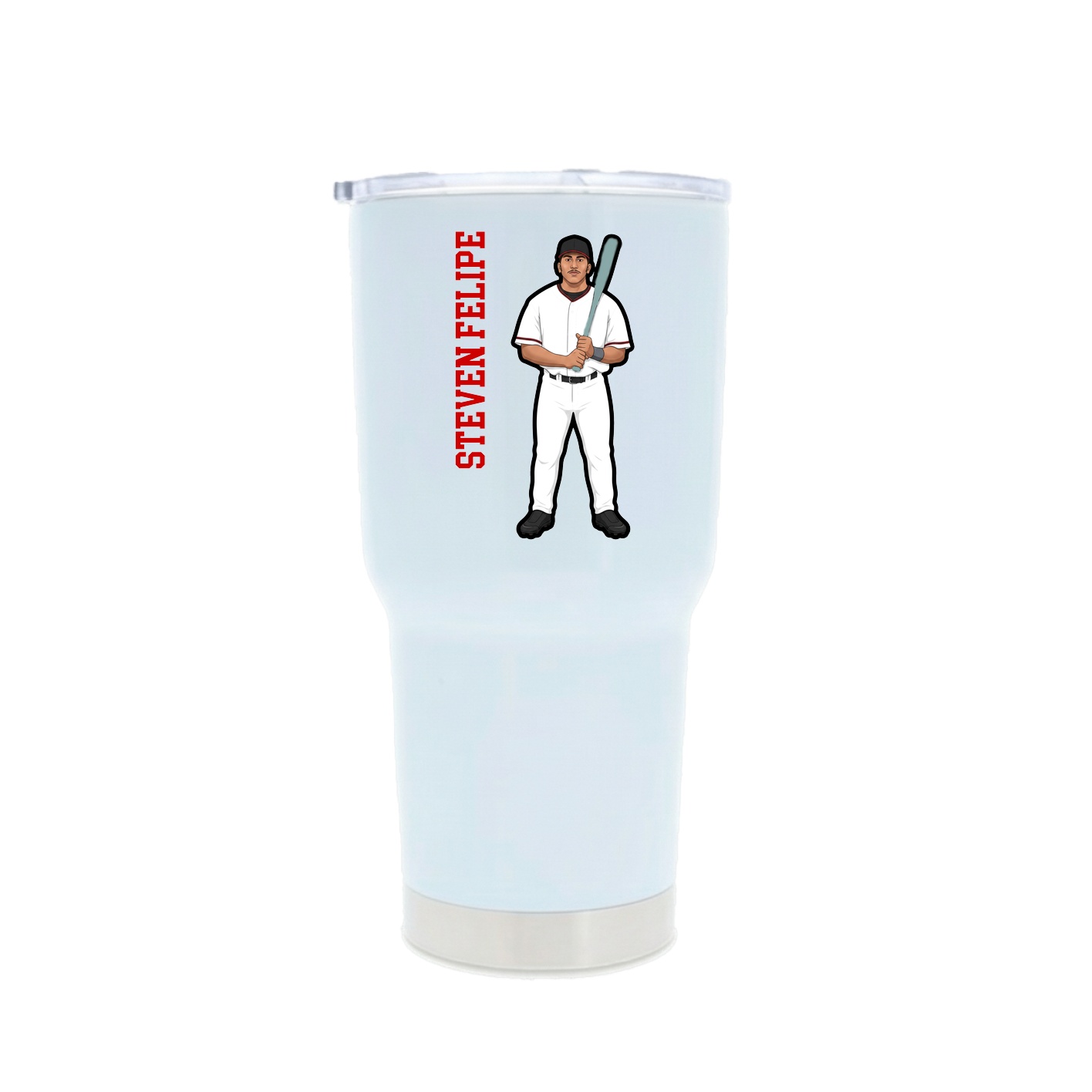30oz Stainless Steel Tumbler — Name Vertical in White