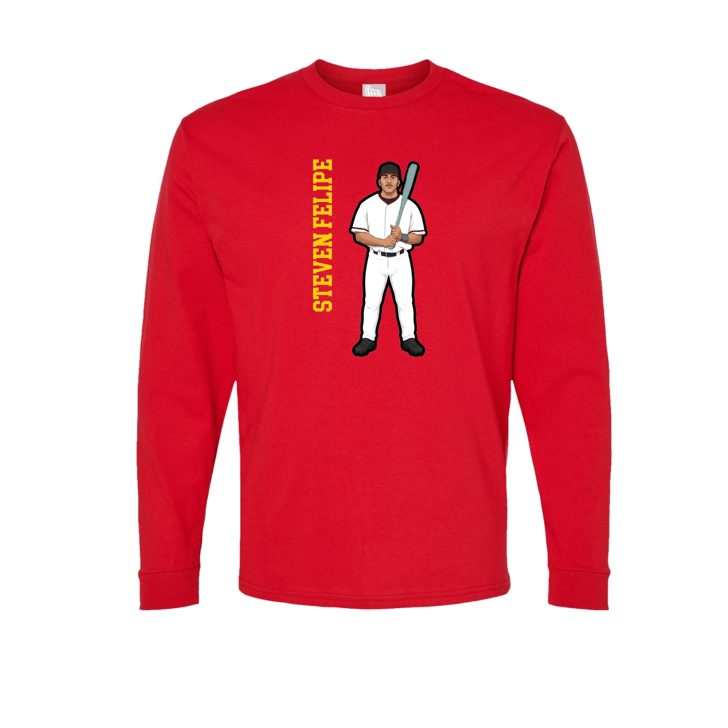 Long Sleeve Tee — Name Vertical in Red