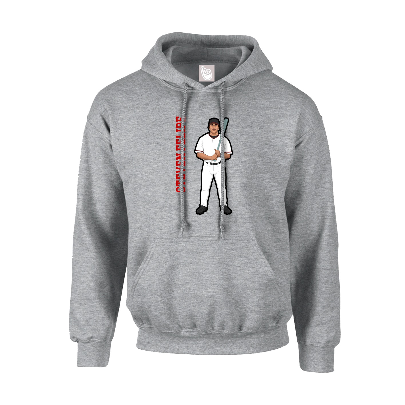 Hoodie — Name Vertical in Grey