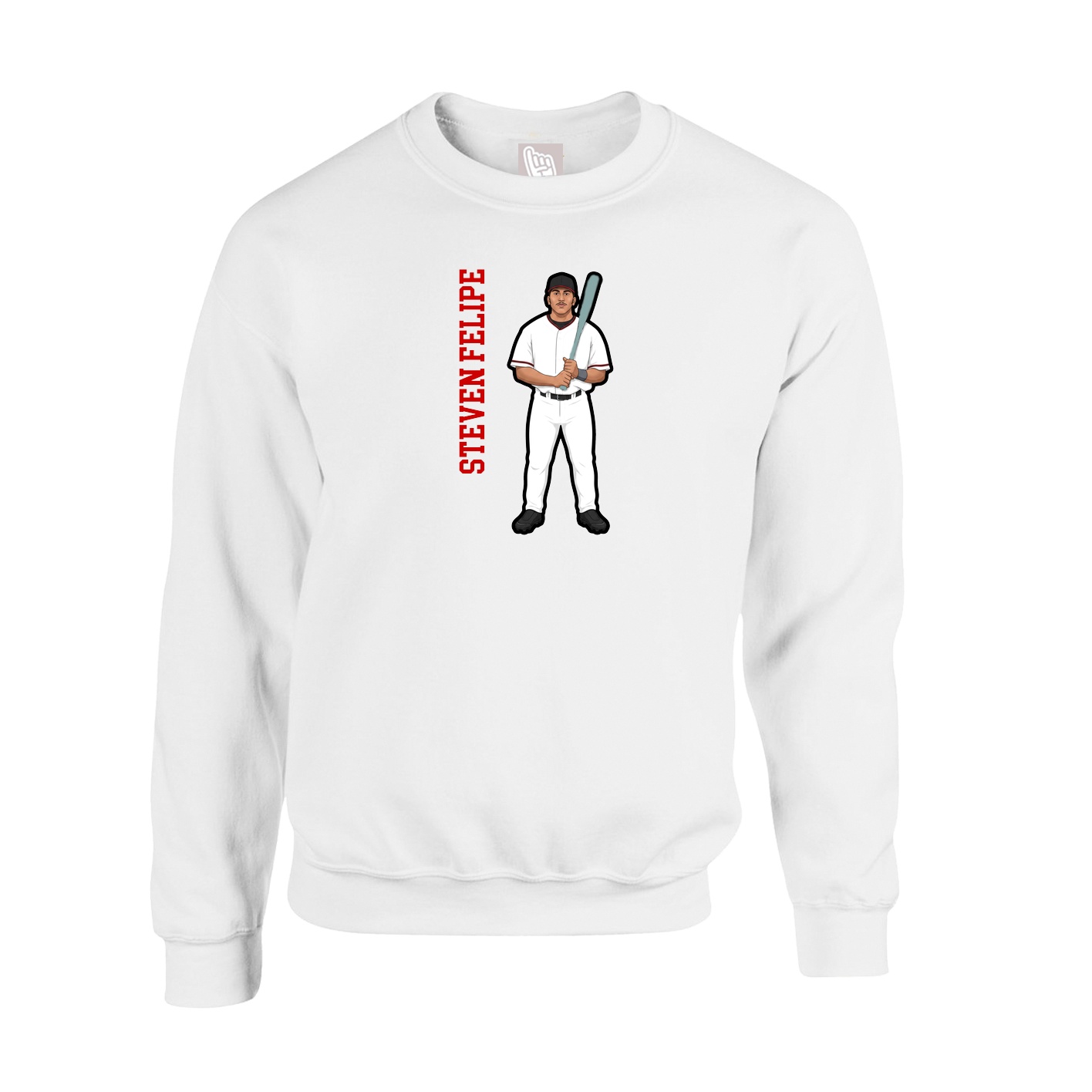 Fleece Crew — Name Vertical in White