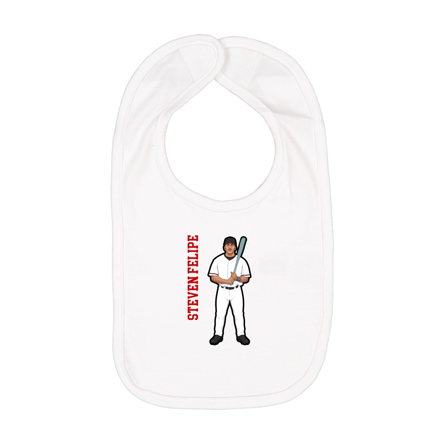 Infant Bib — Name Vertical in White