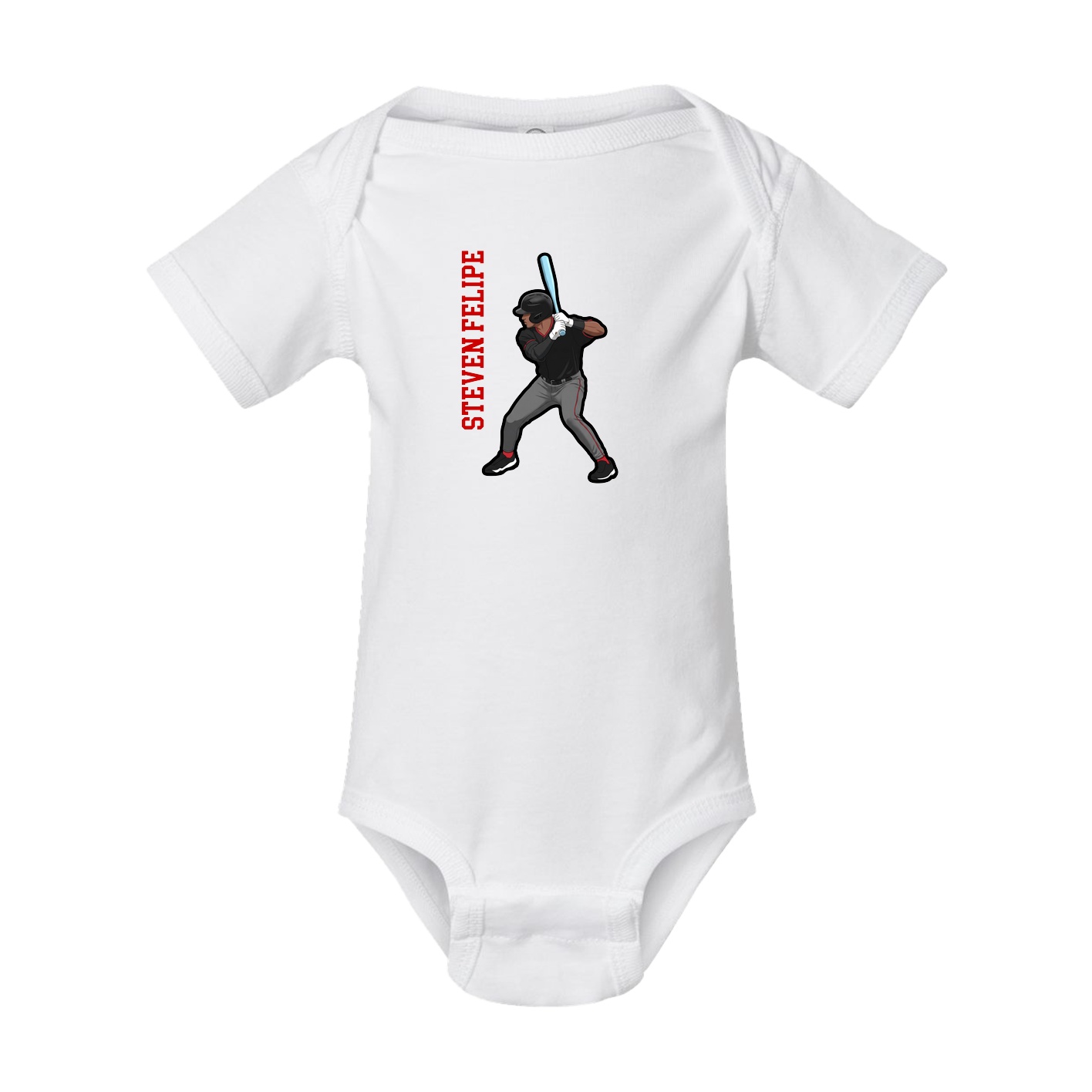 Baby Onesie — Name Vertical in White