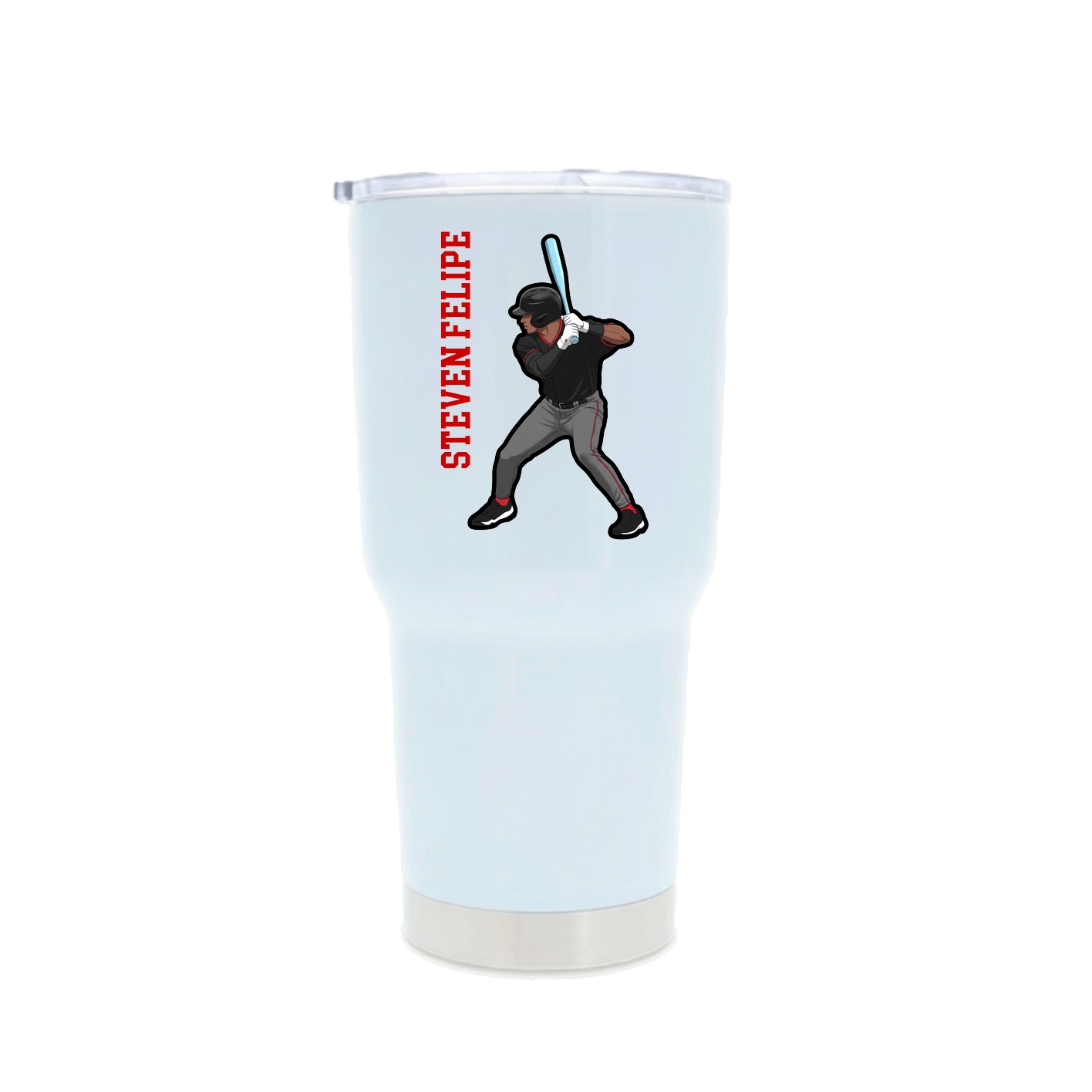 30oz Stainless Steel Tumbler — Name Vertical in White