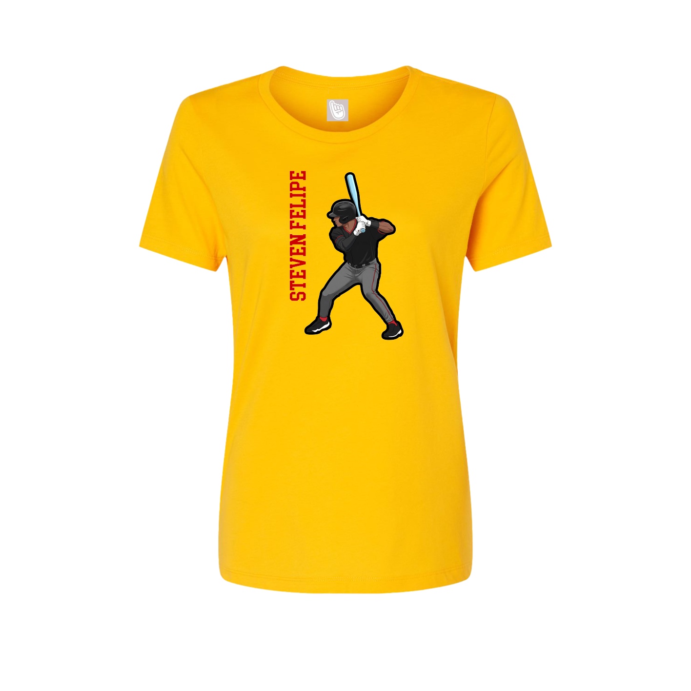 Womens Tee — Name Vertical in Gold