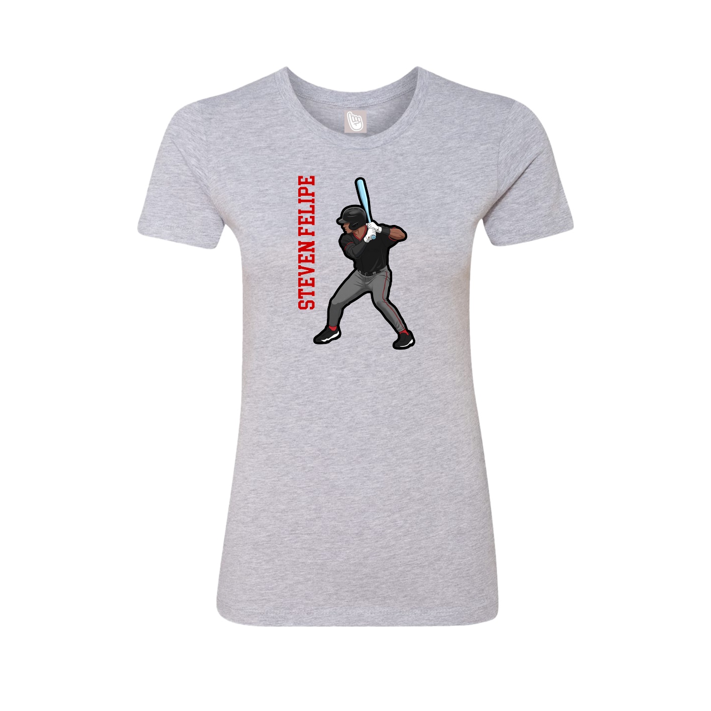Womens Tee — Name Vertical in Grey