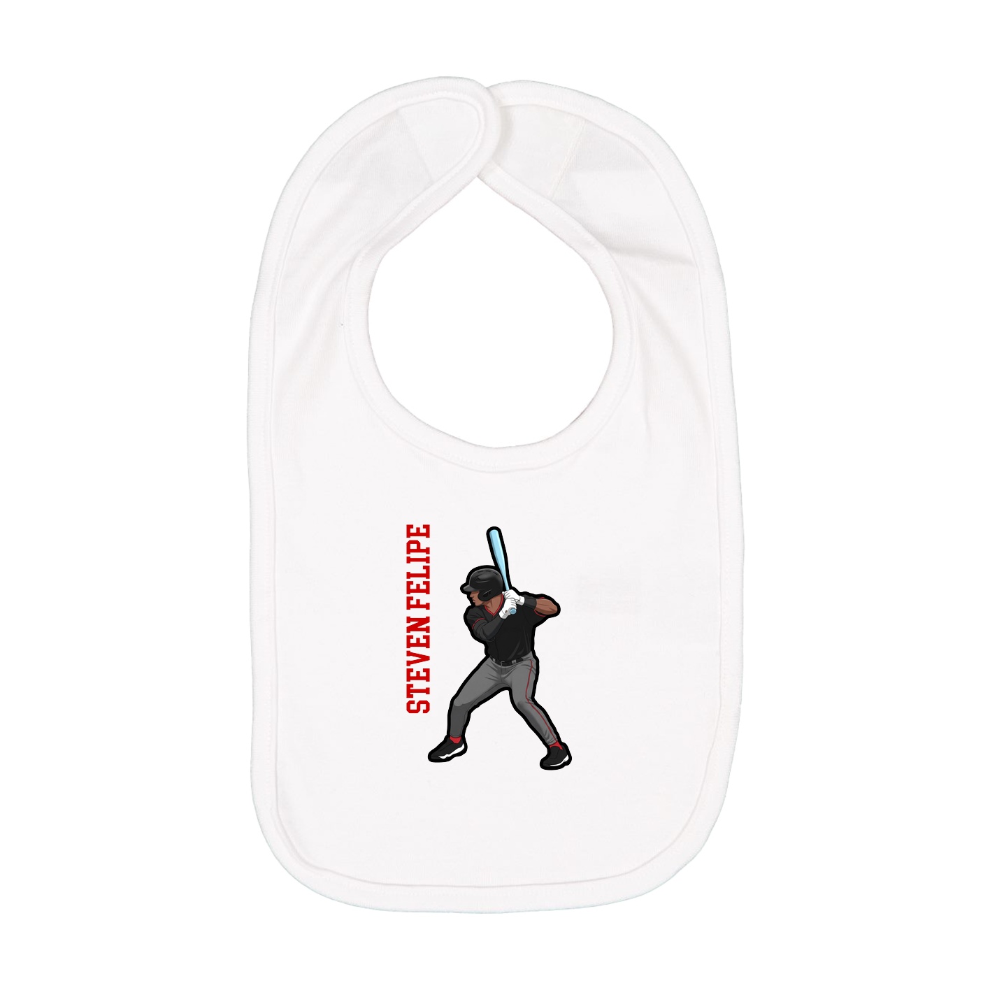 Infant Bib — Name Vertical in White