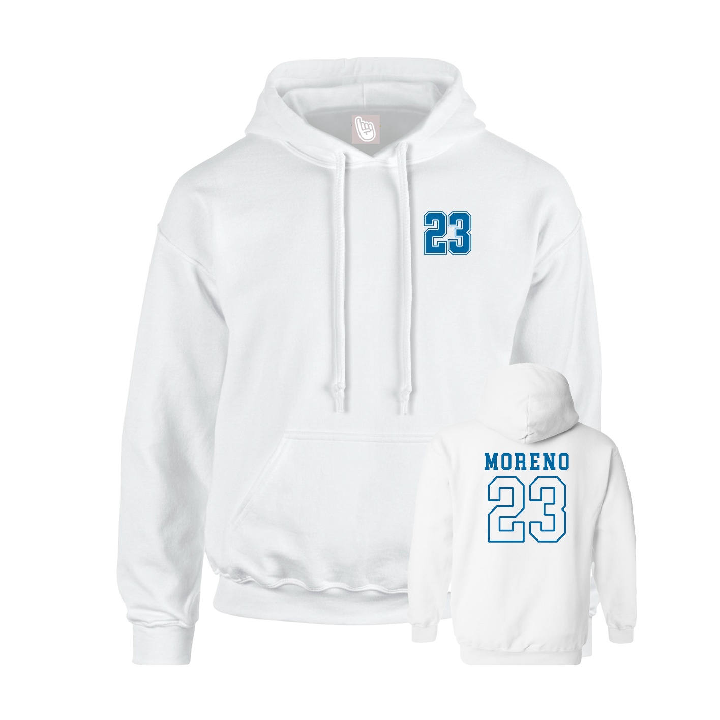 Youth Hoodie — Chest Back in White