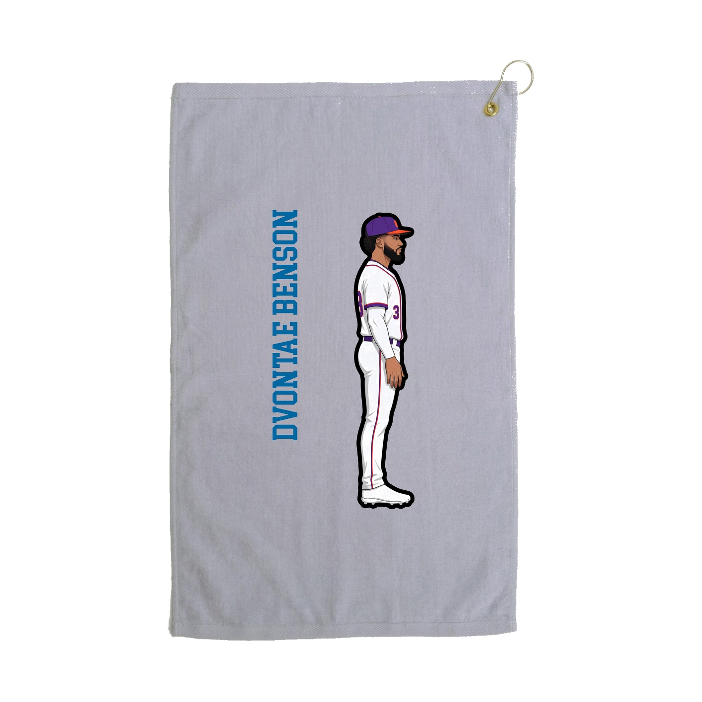 Golf Towel — Name Vertical in Grey