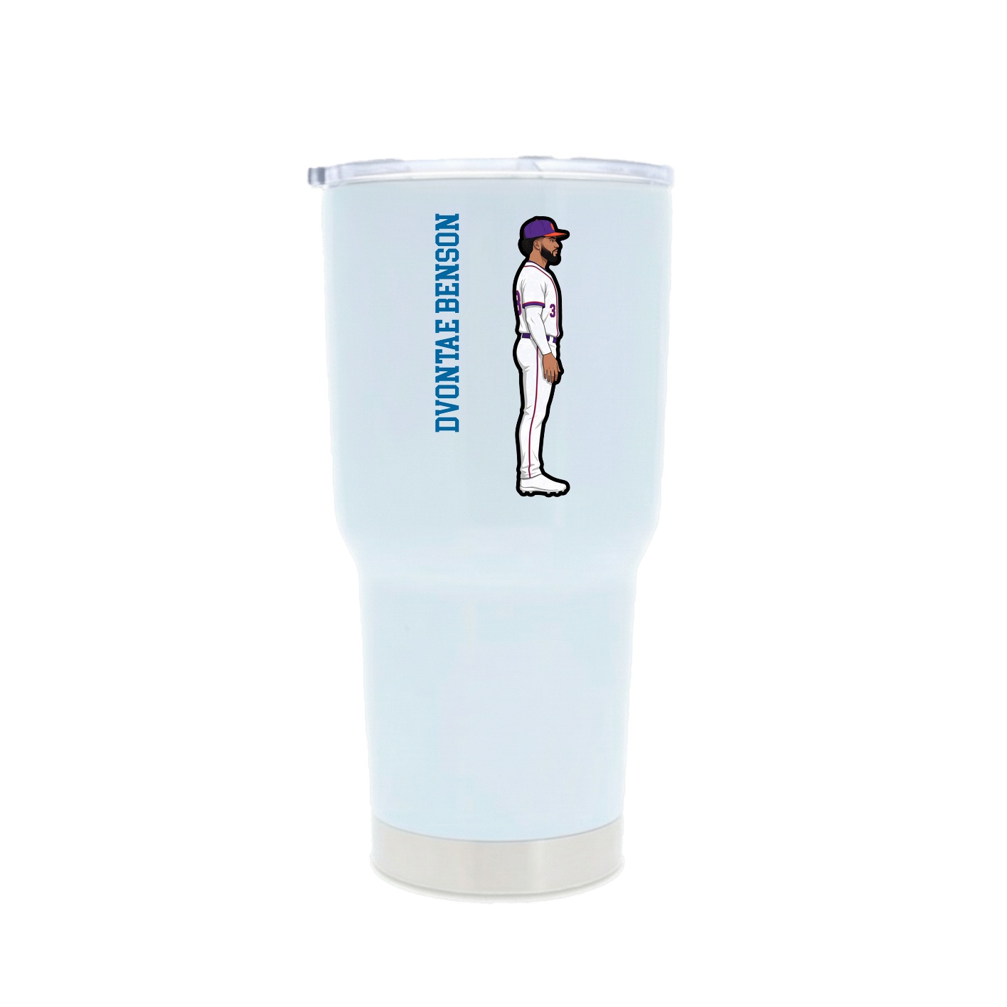 30oz Stainless Steel Tumbler — Name Vertical in White