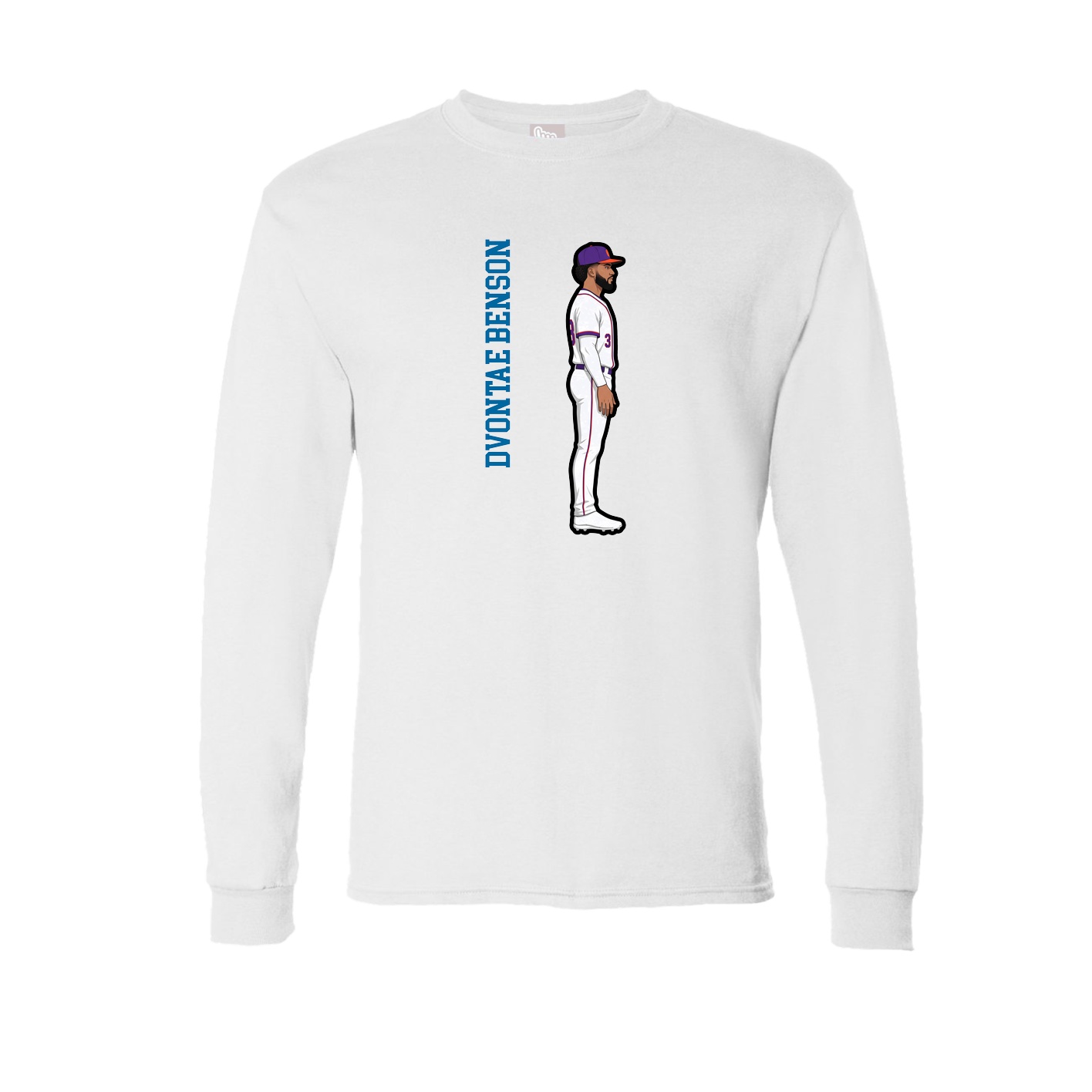 Long Sleeve Tee — Name Vertical in White