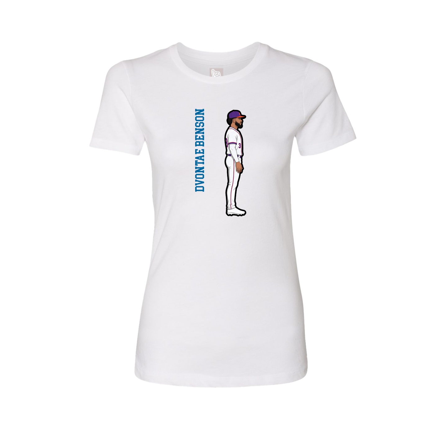 Fitted Women's Tee — Name Vertical in White