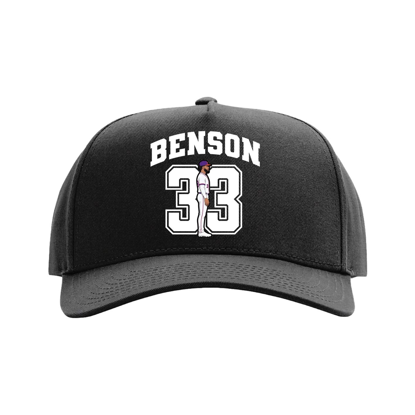 Full Fabric Five-Panel Champ Cap — Number in Black