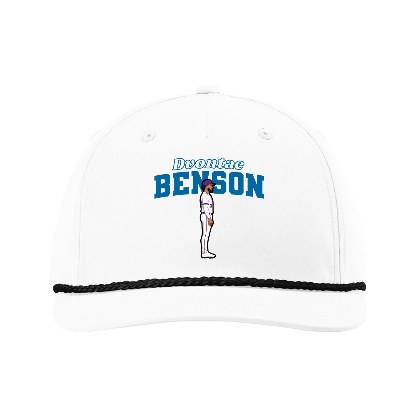 Five-Panel Classic Rope Cap — Name Arch in White